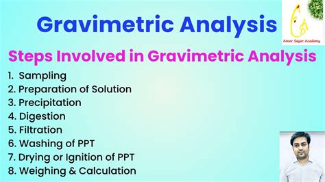 define gravimetric method of analysis|steps involved in gravimetric analysis.